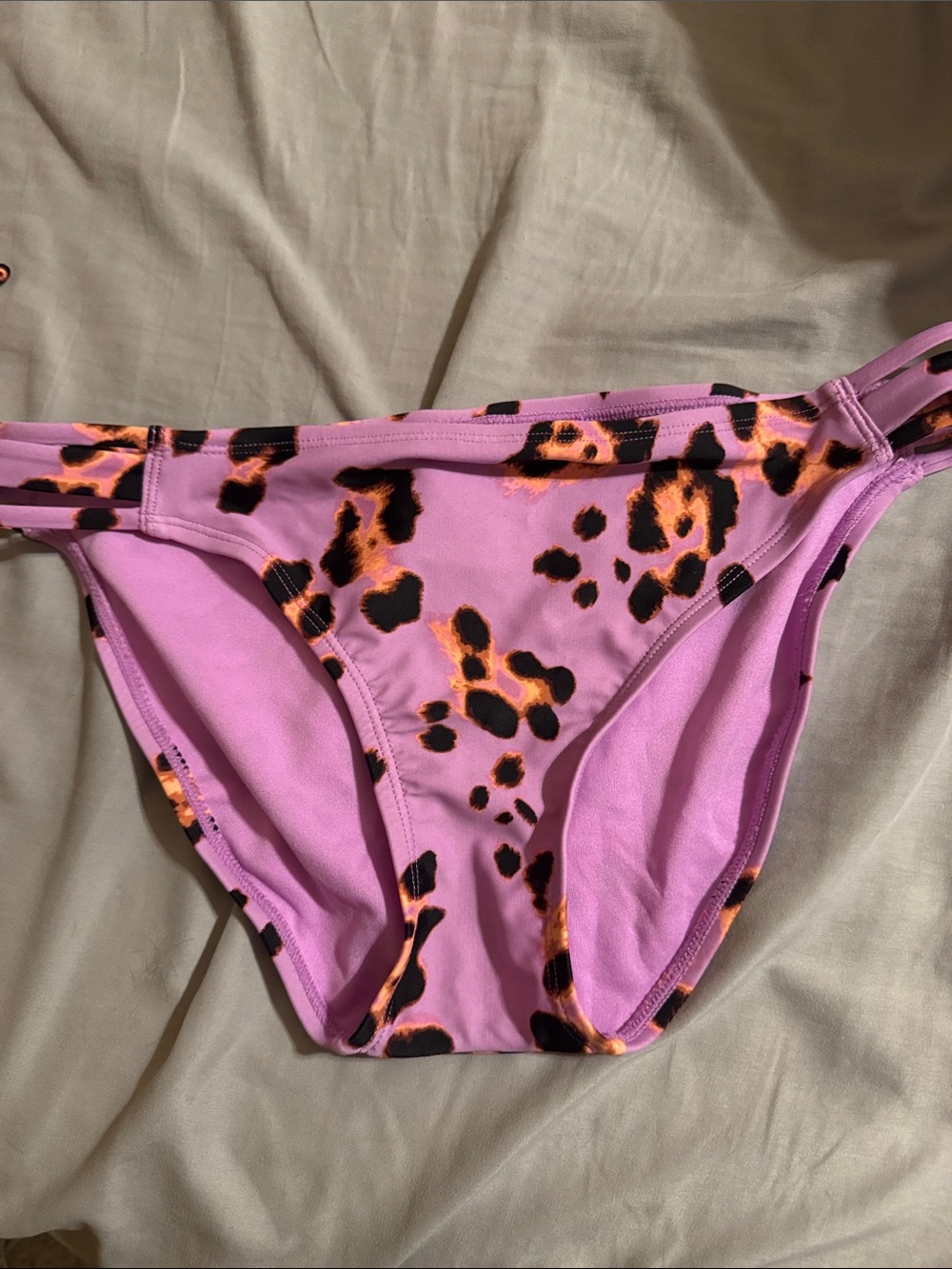 Hula Honey Purple Bikini Bottom with Orange and Black Leopard Print